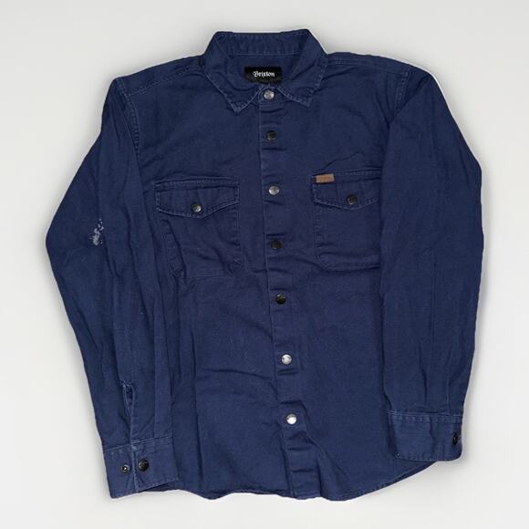 Brixton Workwear Utility Chore Shirt Blue Canvas Button Up Medium 19x26 - Picture 1 of 5